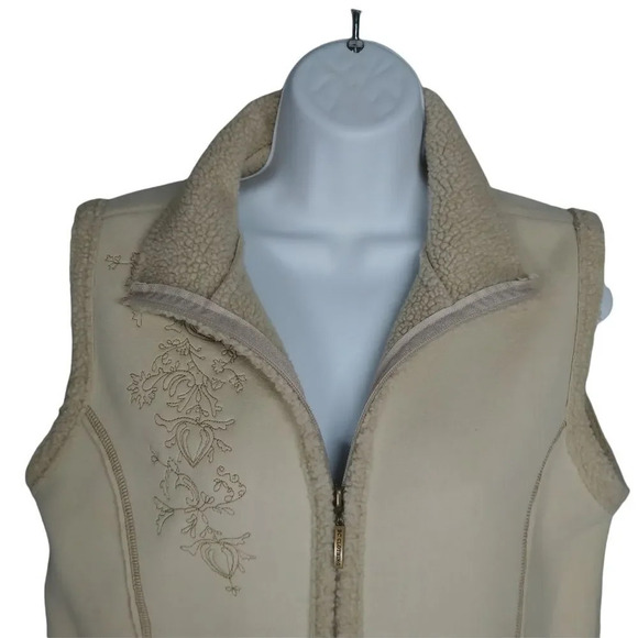 BC Clothing Original Faux Sheepskin Beige  Vest Embroidery Sleeveless M - Picture 3 of 10